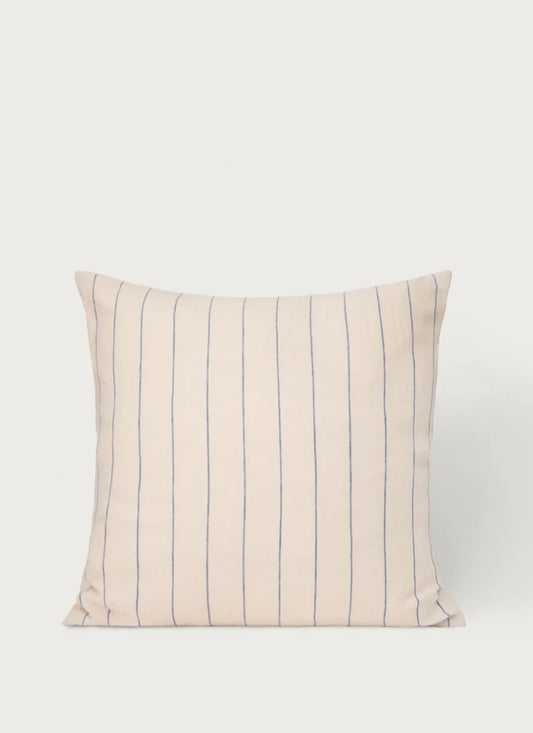 Stilleben - Stribet Pude med fyld, 65x65 cm., Beige/Navy