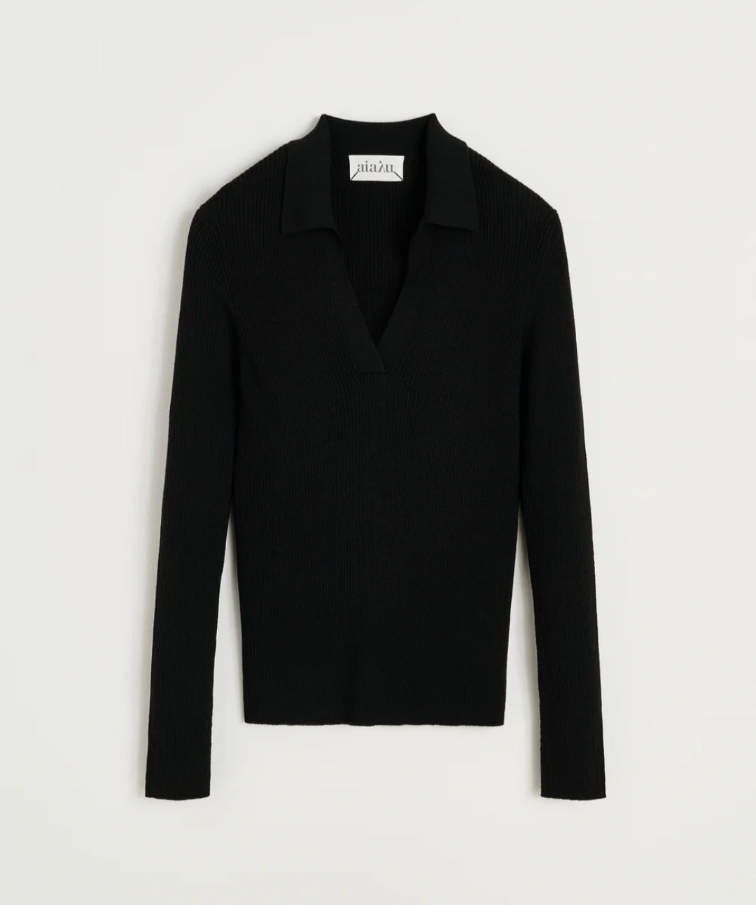 aiayu - Noa polo bluse, Pure merino, Black