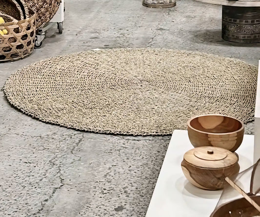 Manipura Living - Jute Seagrass Måtte/Gulvtæppe, Ø200 cm.