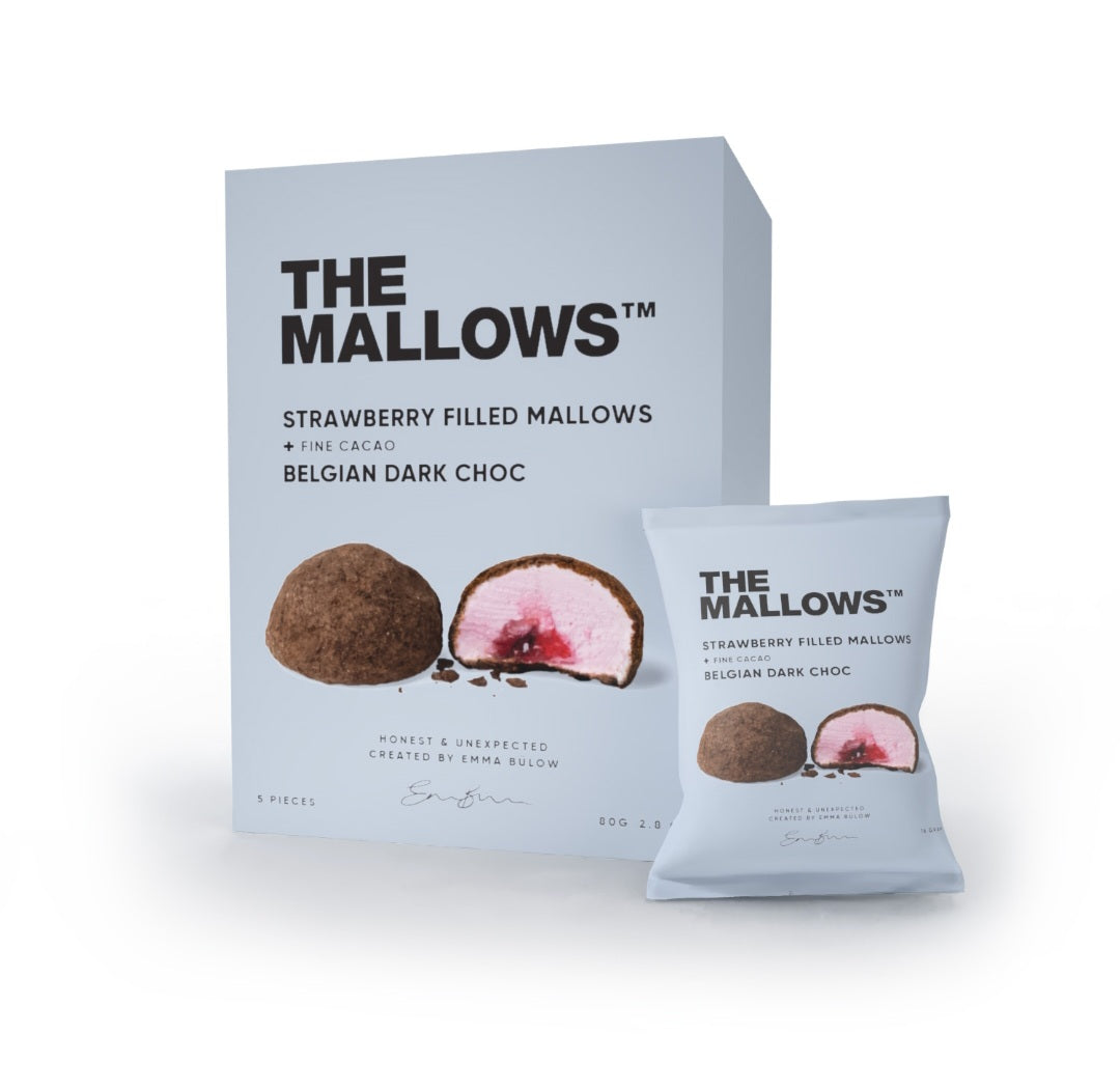 The Mallows - Strawberry Filled Mallows & Belgian Dark Choc Box, 5 stk.
