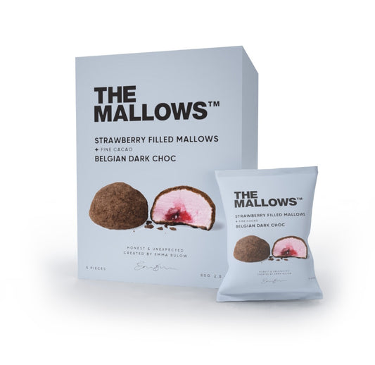 The Mallows - Strawberry Filled Mallows & Belgian Dark Choc Box, 5 stk.