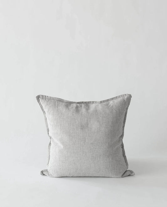 Tell Me More - Hør Pudebetræk, Nålestribet Sort/Hvid, 50x50 cm.