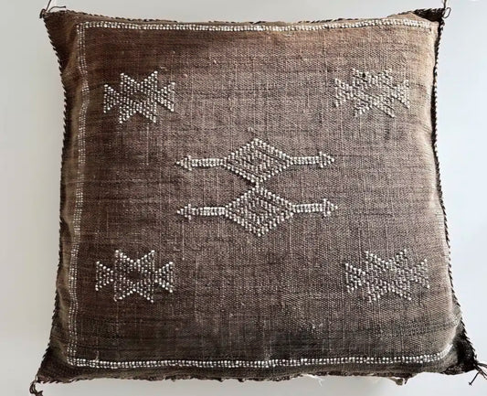 Manipura Living - Pudebetræk Sabra Kaktussilke, Brun/hvid, 45x45 cm.