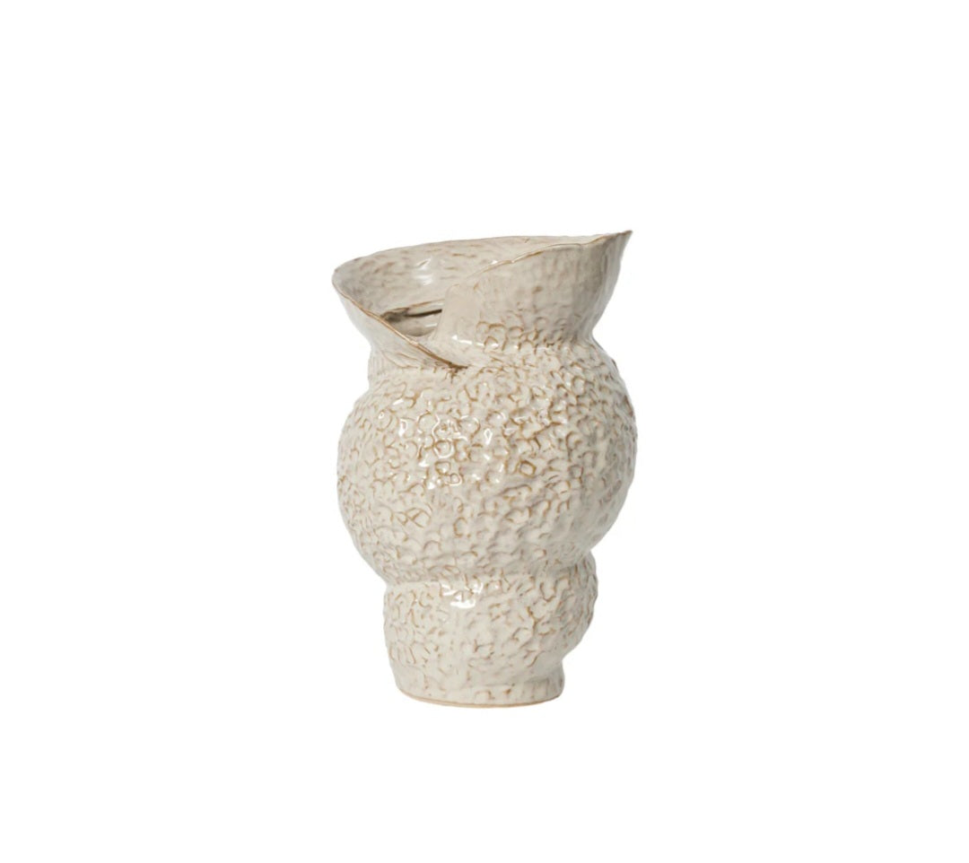 Broste Copenhagen - Shelly Vase, Ø25xH38 cm., Stentøj, White Cream