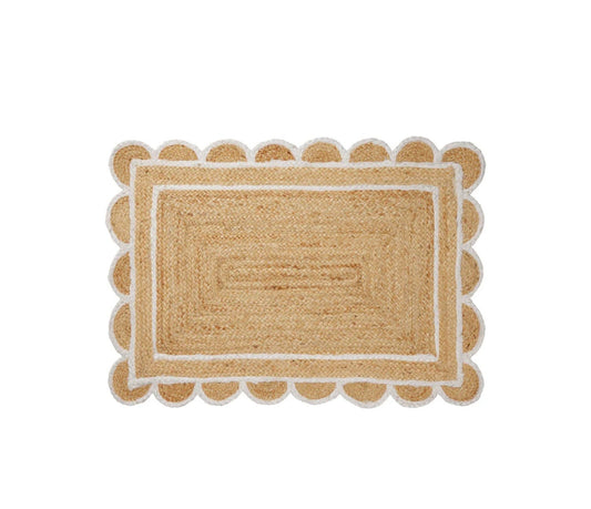 Broste Copenhagen - Scallop Dørmåtte, B60xL90 cm., Fås i 2 farver - White/Natural & Black/Natural