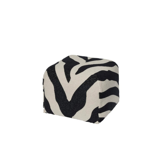Broste Copenhagen - Zebra Puf, B50xL50xH38 cm., Black/Light Beige