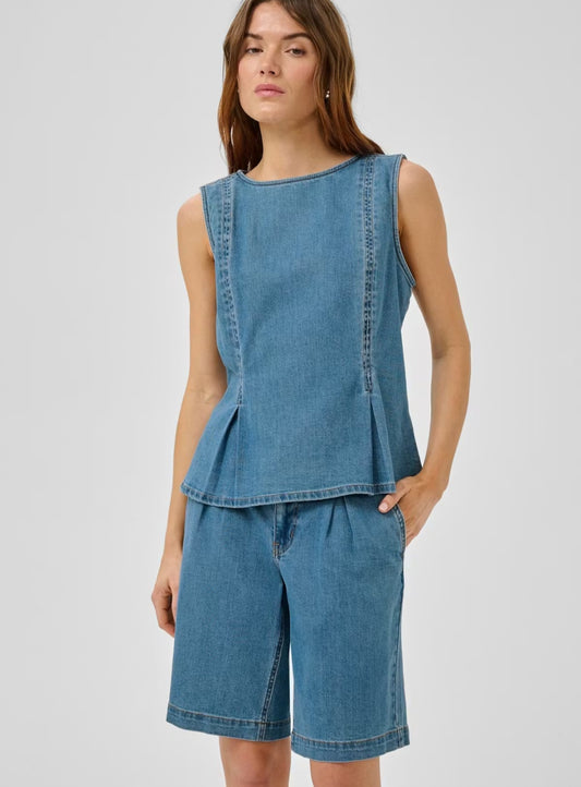 My Essential Wardrobe - MWLara Denim Top, Medium Blue Wash