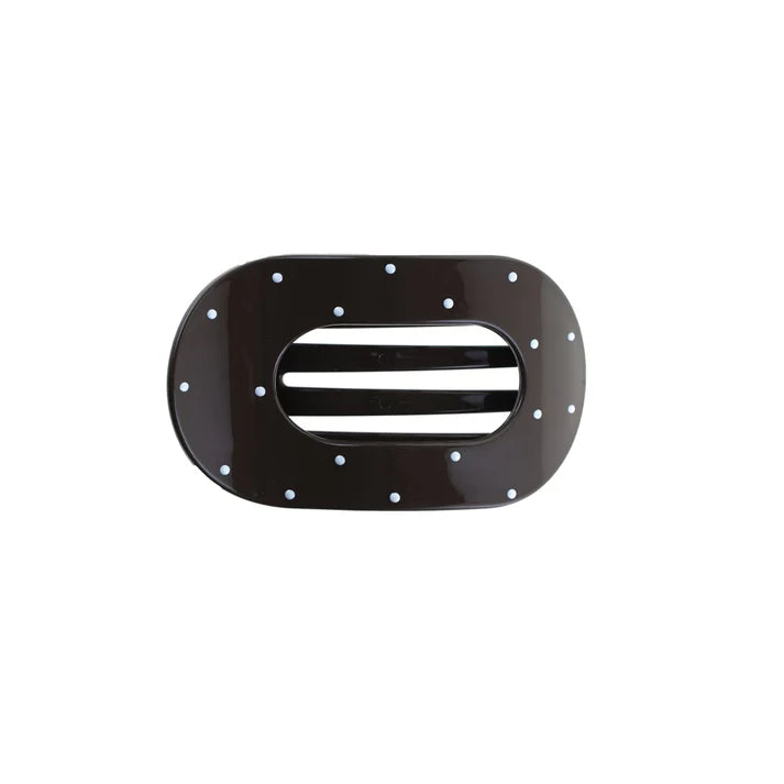 ByStær - Eva Hårklemme Mellem Mørkebrun/Hvid Prikker