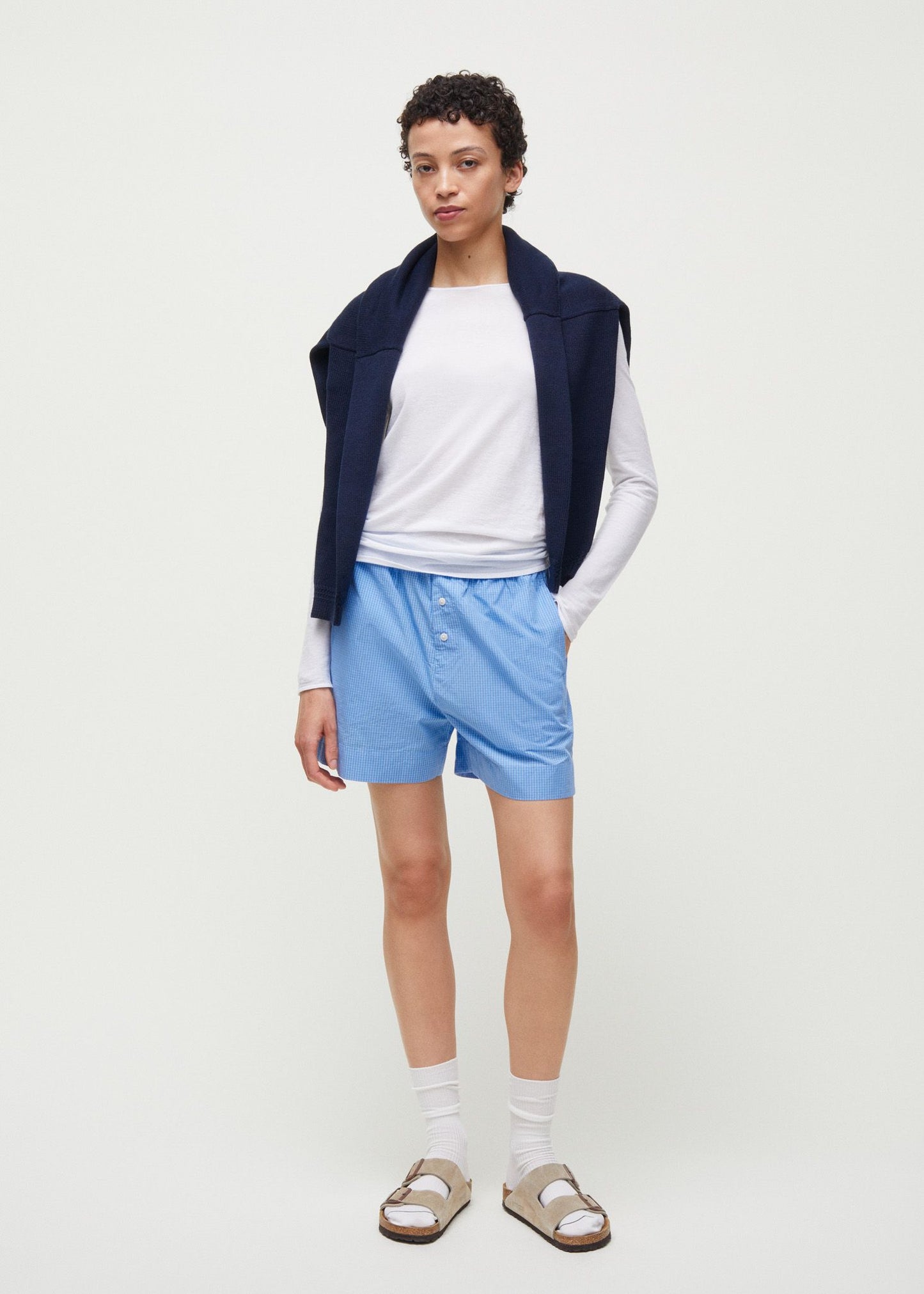 Aiayu - Casual Shorts Check, Mix Blue