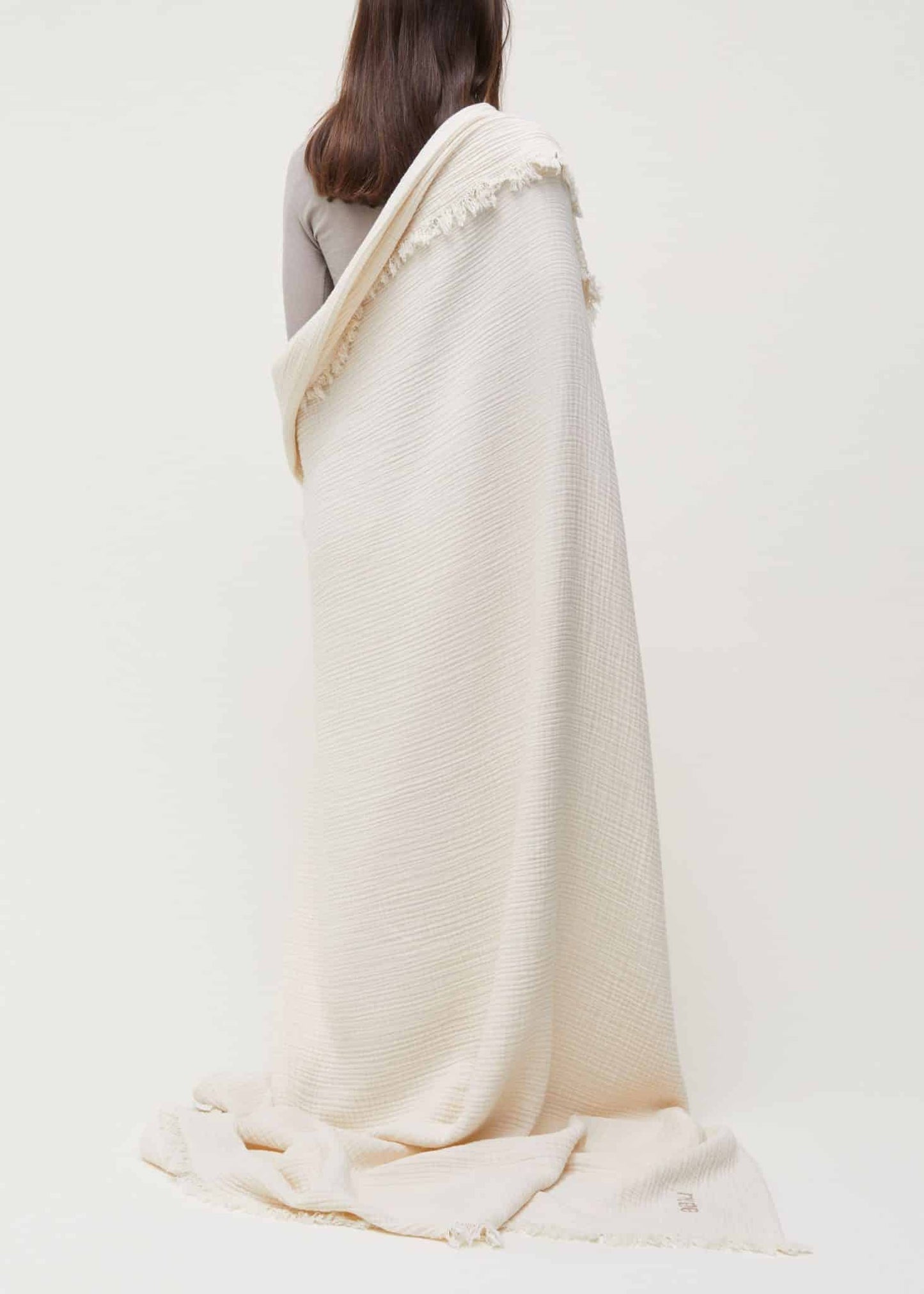 Aiayu - Undyed Cotton Throw, Pure Ecru