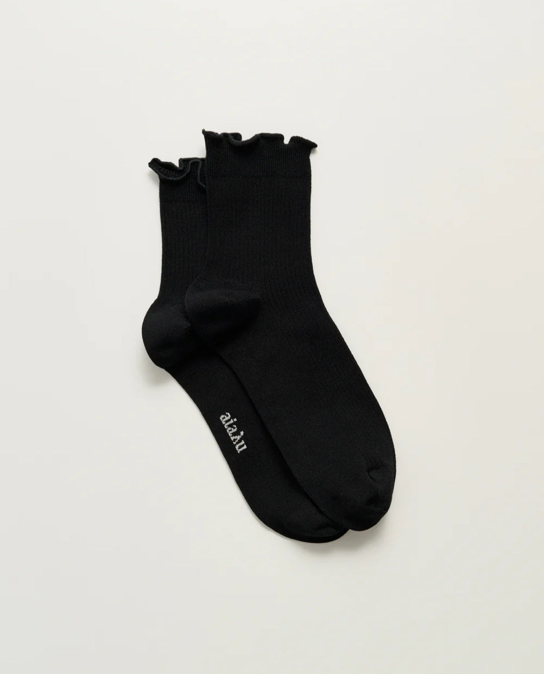 aiayu - Cotton Frill Socks, Black